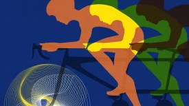 Illustration of men cycling