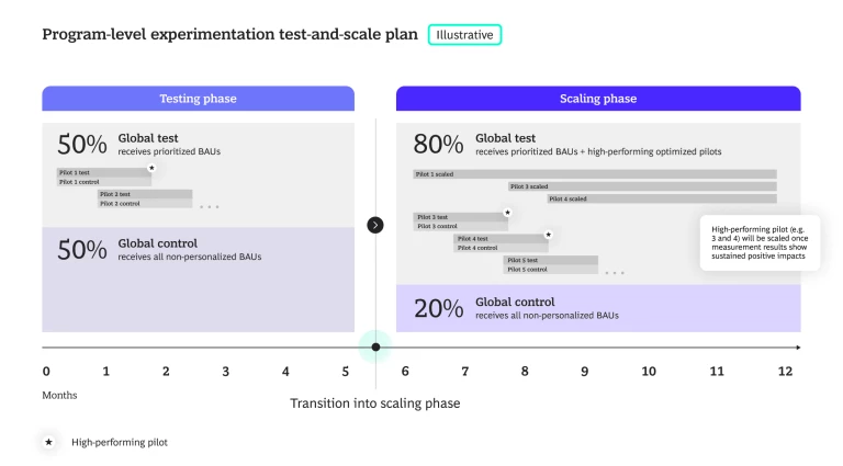 Program-level experimentation test-and-scale plan