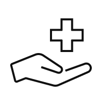"hand with medical cross icon"