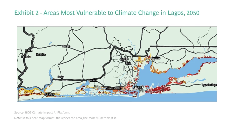 Areas Most Vulnerable to Climate Change in Lagos, 2050