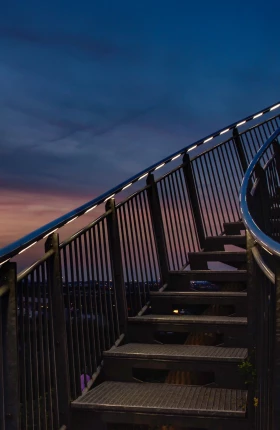 An outdoor spiral staircase