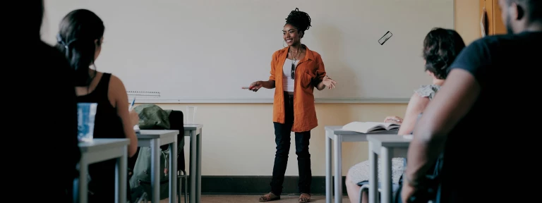 Female teacher in classroom