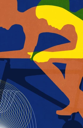 Illustration of men cycling