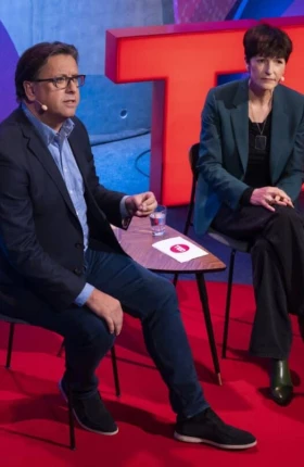 "TED's Lindsay Levin and Sanofi CEO Paul Hudson"