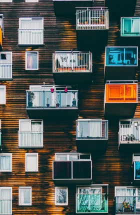 An image of balconies on an apartment building