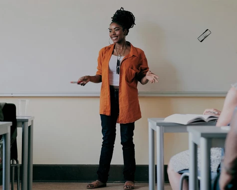 Female teacher in classroom