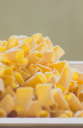 Close-up of rigatoni noodles