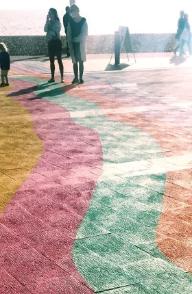 Colorful rainbow painted on the floor image