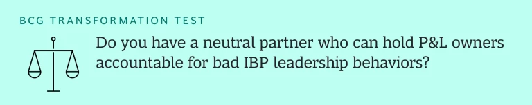 Do you have a neutral partner who can hold P&L owners accountable for bad IBP leadership behaviors?