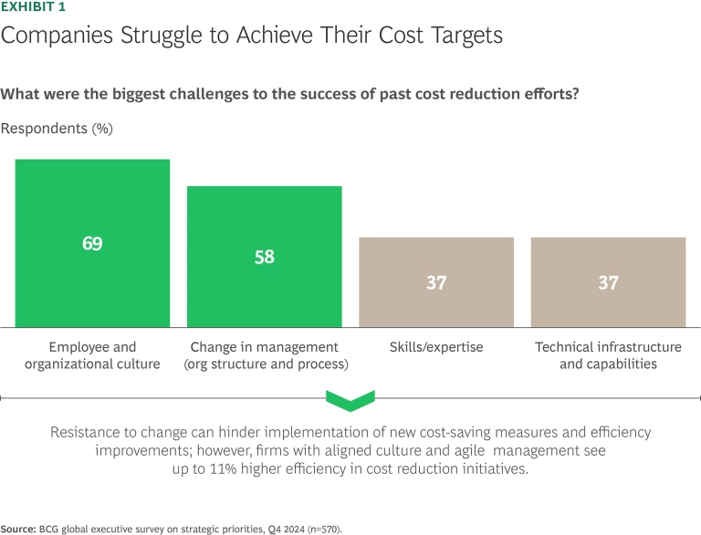 Companies struggle to achieve their cost targets