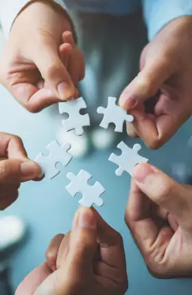 "Hands holding puzzle pieces"